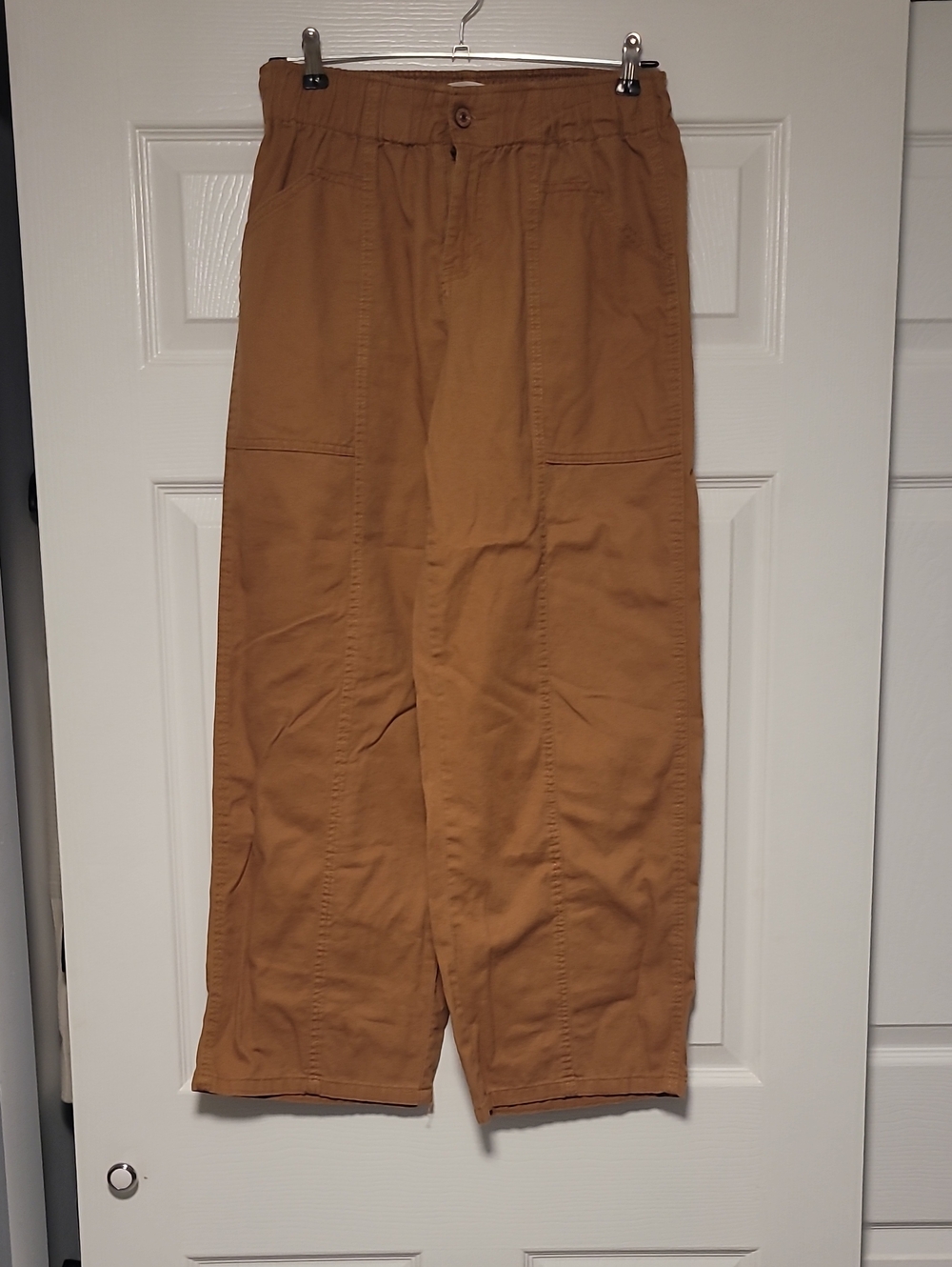 High-Rise Wide-Leg Chinos in Caramel Brown